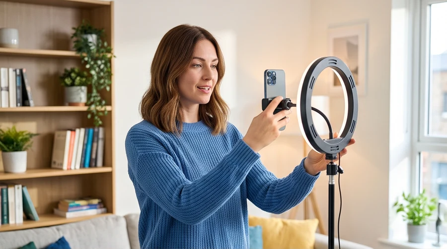 Illustration of a creator creating a phone video