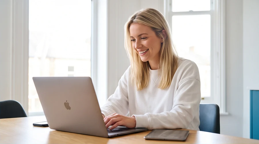 Illustration of a creator editing content at a laptop