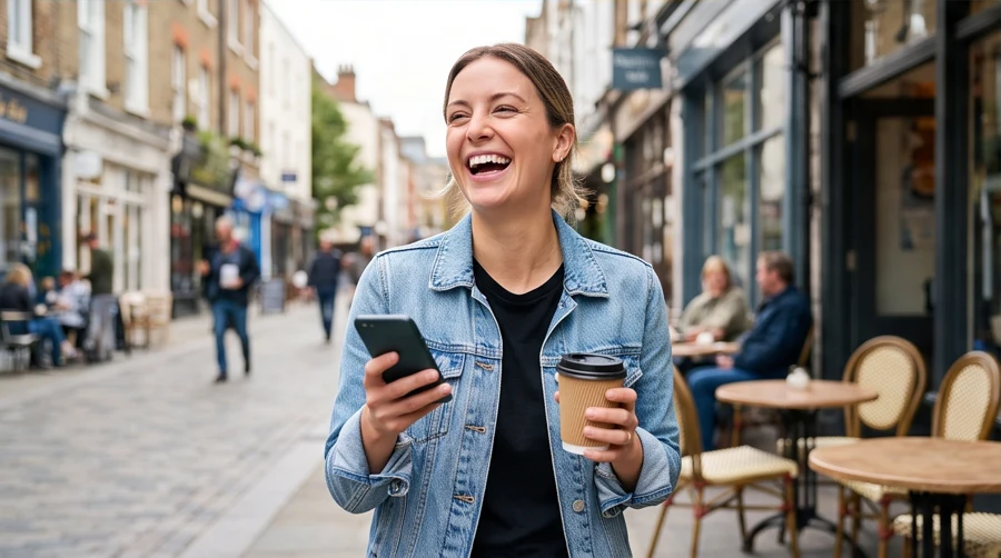 Illustration of a creator enjoying time at a british cafe